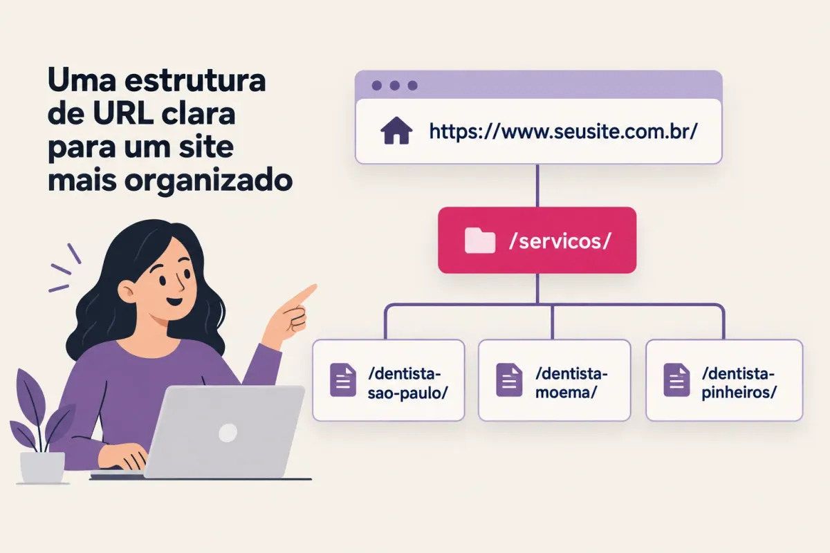 Árvore de URLs para páginas locais organizadas por serviço e região
